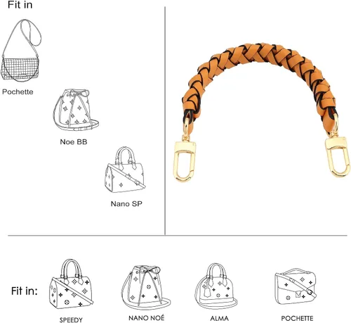 Miniatura 4 de GOXTECH Mango trenzado superior de piel auténtica de 12 pulgadas, adecuado para bolsas de cubo Hobo