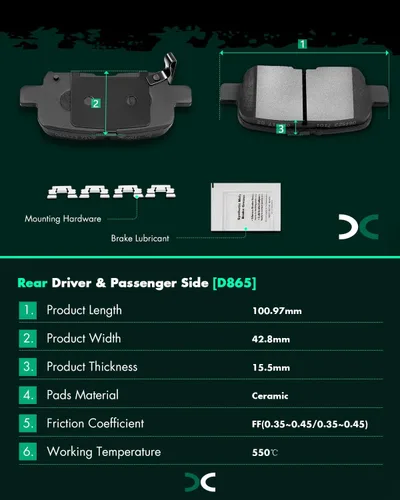 Miniatura 3 de SCITOO Juego de pastillas de freno de cerámica traseras D865 para Acura MDX 2001-2006, Honda Odyssey 2002-2004, Honda Pilot 2003-2008