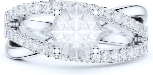 Miniatura 2 de Sterling Silver Women's Criss Cross Ring with 1CT Simulated Round Diamond or Genuine Moissanite Crossover Infinity Twisted Engagement Ring