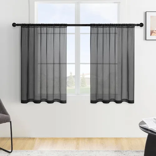 Miniatura 45 de MRTREES Cortinas transparentes de Aqua Blue, para cocina, de 36 pulgadas de longitud, cortinas transparentes de gasa con filtro de luz, cortinas