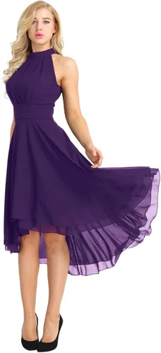 Miniatura 2 de Fldy Vestido formal de gasa sin mangas para mujer, vestido de fiesta de cóctel, vestido de dama de honor