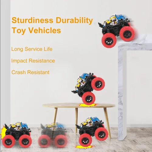 Miniatura 5 de M SANMERSEN Monster Truck Juguetes para edades de 2 a 4 años, autos de fricción para niños pequeños de 1 a 3 años, auto de acrobacias giratorio