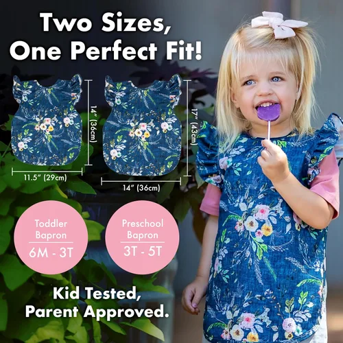 Miniatura 4 de BapronBaby Flutter Boho Floral Bapron – Babero más seguro sin lazo para el cuello para bebés y niños pequeños – Suave impermeable resistente a