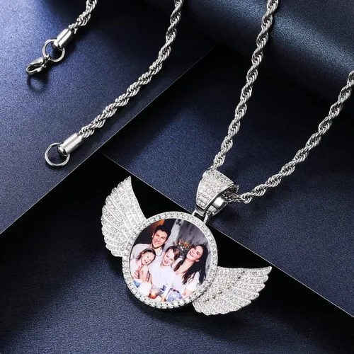 Miniatura 4 de MeMeDIY Colgante personalizado de hip hop con imagen de memoria para hombres y mujeres, grabado de imagen, texto, nombre, fecha, foto personalizada