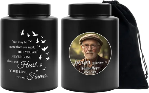 Miniatura 17 de Urna personalizada para cenizas humanas, contenedor de cenizas de cremación con foto personalizada con retrato, urna conmemorativa funeraria