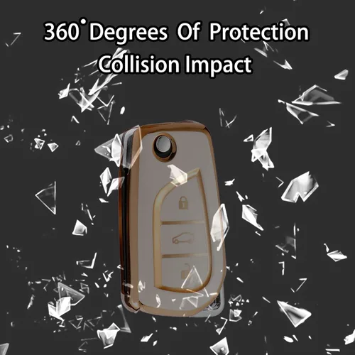 Miniatura 6 de Compatible con funda para llavero Toyota con patrón dorado, TPU suave, protección de 360 grados, para llave inteligente Fortuner Tundra Camry RAV4