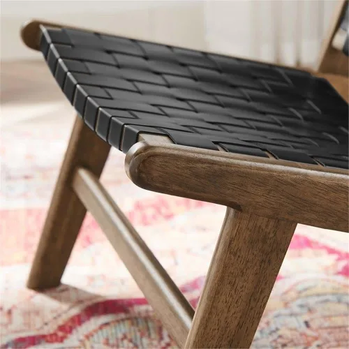 Miniatura 8 de Modway Saoirse - Sillón decorativo de madera de imitación en color negro nogal Cuero sintético negro nogal