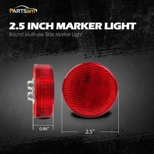 Miniatura 6 de Partsam 10 luces redondas rojas de 2.5 con 13 luces LED laterales [aprobadas por DOT] para camión de remolque de 12 V, uso universal, selladas a Rojo