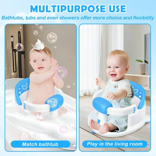Miniatura 8 de Asiento de baño para bebés de 6 meses en adelante, Asiento de baño para bebé, Asiento de baño antideslizante para niños pequeños, Asiento de baño