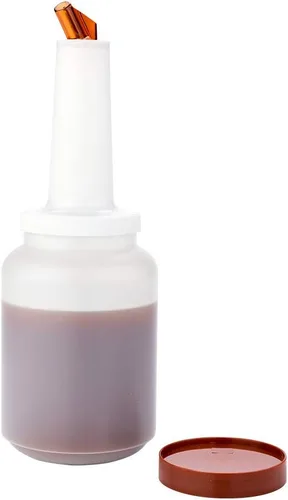 Miniatura 20 de Restaurantware Botella de plástico de almacenamiento de 2 cuartos de galón, con boquilla roja y tapa, botella de almacenamiento de barra, 4 3/4 Rojo