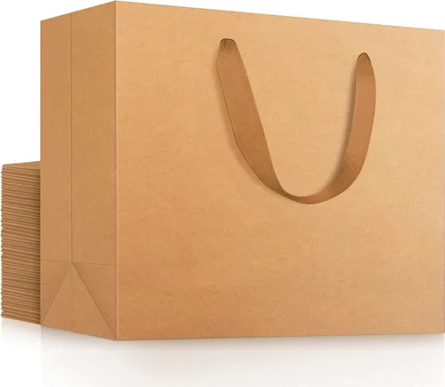 Miniatura 56 de EUSOAR Bolsas de regalo grandes negras, paquete de 12 bolsas de papel de compras de 16 x 6 x 12 pulgadas con asas, bolsa de mercancía de papel kraft