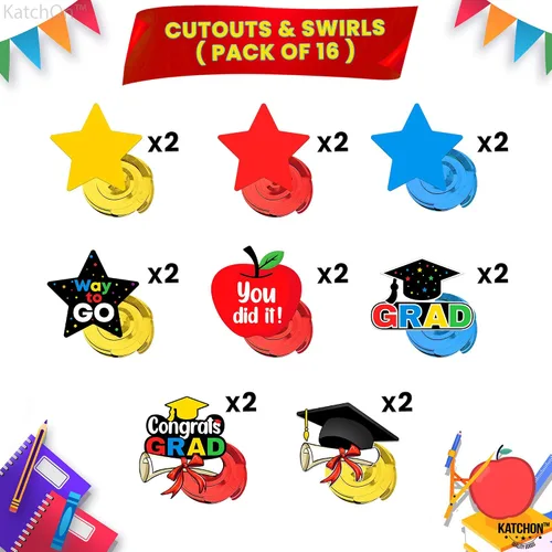 Miniatura 5 de KatchOn, 30 espirales colgantes de graduación de jardín de infantes, sin bricolaje Coloridas graduaciones preescolares para decoraciones