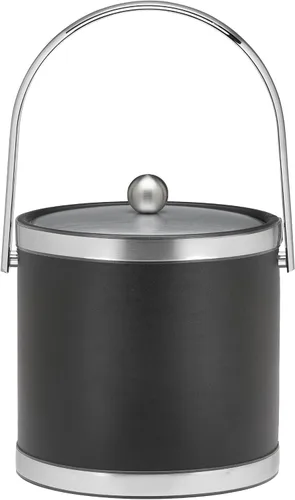 Miniatura 3 de Kraftware Sophisticates - Cubo de hielo cromado cepillado con mango de pacas y cubierta de metal, color negro, 3 cuartos de galón