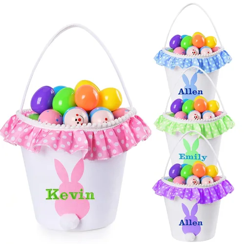 Miniatura 29 de Jocidea - Cesta de Pascua personalizada, paquete de 1 cestas de Pascua personalizadas para niñas y niños, cesta de Pascua personalizada para bebés
