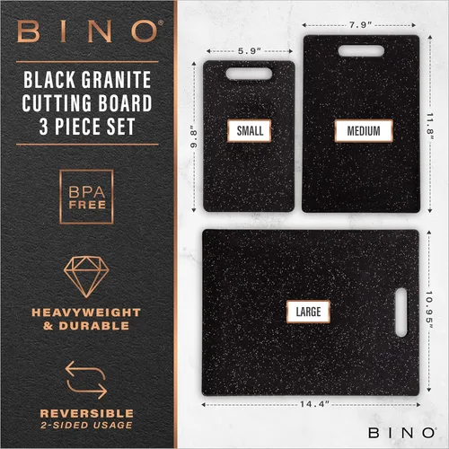 Miniatura 2 de BINO - Tabla de cortar de 3 piezas Plástico libre de BPA, duradero, multiusos, de doble cara, apto para lavavajillas, fácil de limpiar Granito