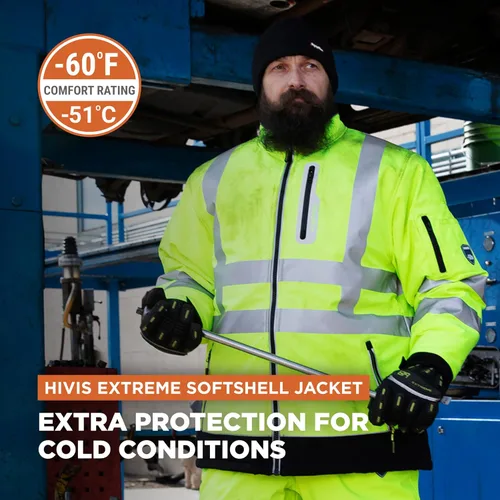 Miniatura 3 de RefrigiWear Chaqueta HiVis Extreme Softshell, abrigo aislante, clasificación de comodidad de -60°F