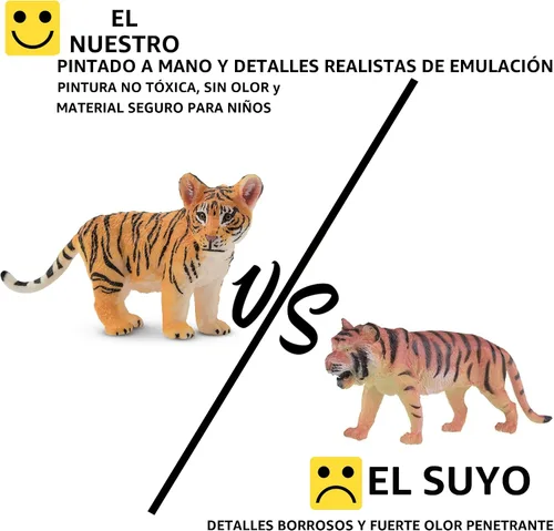 Miniatura 9 de Toymany 12 figuras de animales de safari, animales de zoológico de plástico para bebés muy realistas, conjunto de figuras de juguete de leones