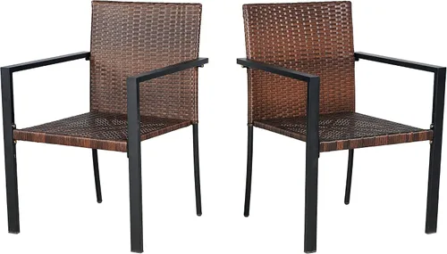 Miniatura 8 de BTEXPERT Juego de 2, juego de comedor de mimbre para patio, jardín, césped, porche, terraza, sillas de gas para interiores, sillas de ratán al aire