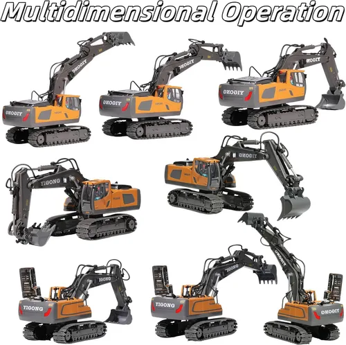 Miniatura 3 de Excavadora RC con luces y sonido, vehículos de construcción, juguetes de 11 canales, control remoto, equipo pesado, juguete para adultos, niños