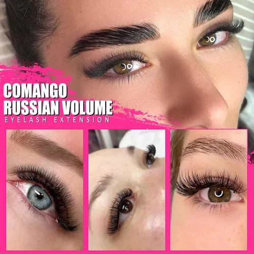 Miniatura 6 de CoMango Extensiones de pestañas postizas en abanico 3D-D-0.07-0.57 pulgadas, pestañas de volumen prefabricadas con tallo corto, extensiones