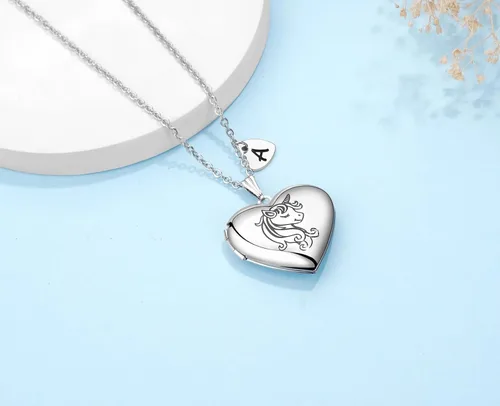 Miniatura 3 de YOUFENG Regalos de unicornios para niñas, collar con medallón de corazón que sostiene imágenes, medallón esmaltado, regalos para mujeres