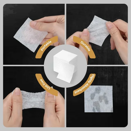 Miniatura 3 de BOOSTEADY Parches de limpieza de armas, parches de limpieza cuadrados en estuche de plástico, paños de limpieza altamente absorbentes sin pelusas