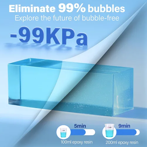 Miniatura 2 de LET'S RESIN - Removedor de burbujas de resina Airzero, elimina el 99% de burbujas en 5-9 minutos, 99 Kpa con pantalla digital, mayor capacidad