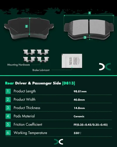 Miniatura 4 de SCITOO D815 D905 Juego de pastillas de freno de cerámica delanteras y traseras para INFINITI G35 2003-2005, para Nissan 350Z 2003-2005 para Altima