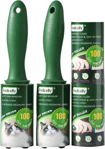 Fedicelly Rodillos extra pegajosos para eliminar pelusas de mascotas, para lavandería, ropa, muebles, alfombras, total de 400 hojas, recambios de