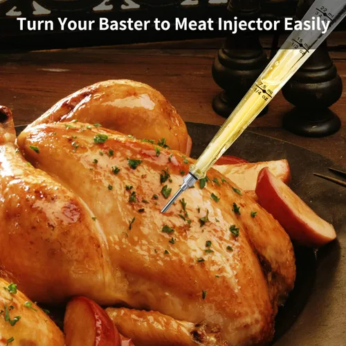 Miniatura 6 de DIMESHY Baster de Pavo de Grado Alimentario para Cocinar y Untar, Bombilla Redonda Desmontable, Baster para Cocinar Bueno para Carne de Aves de Negro