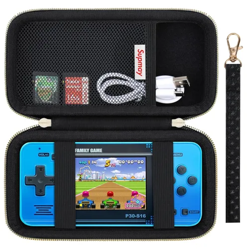 Miniatura 8 de Supmay Funda de transporte compatible con WELLST·G Consola de juegos portátil para niños - 220 videojuegos retro precargados, funda de Cubo azul