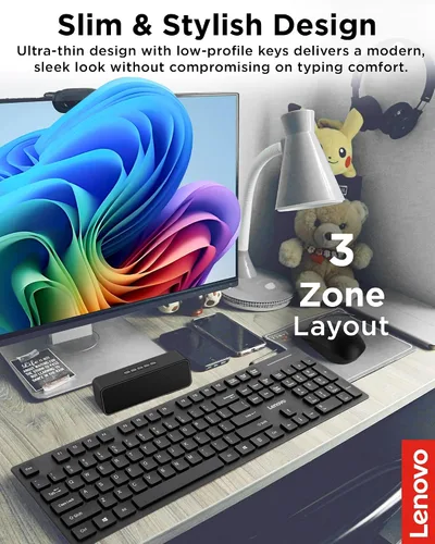 Miniatura 3 de Lenovo Teclado USB-C con cable 305 con teclado numérico, teclado de tamaño completo, diseño delgado, negro, conectividad USB-C, función dedicada