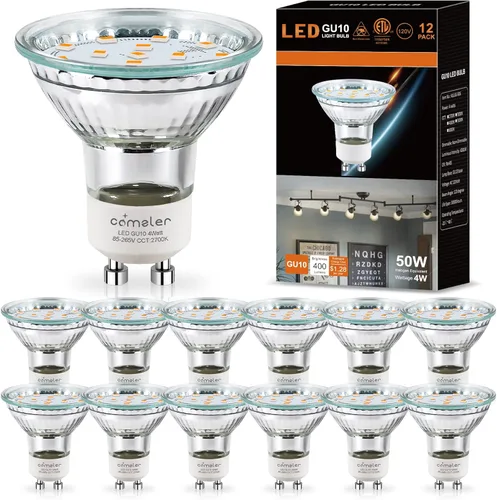 comzler Bombilla LED GU10, 2700 K blanco cálido suave, equivalente a halógeno de 50 W, repuesto de iluminación de riel empotrado, 120 V, 4 W, 400