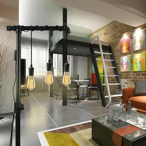 Miniatura 5 de Lámpara colgante con enchufe de 3 luces, cable de luz colgante negro de 10 pies con interruptor de encendido y apagado, lámpara colgante industrial