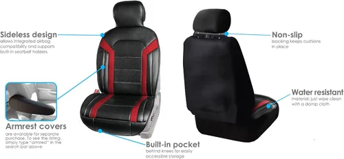 Miniatura 4 de Cojín de asiento delantero FH GROUP PU25BROWN12 marrón ultra comodidad (airbag compatible), Negro