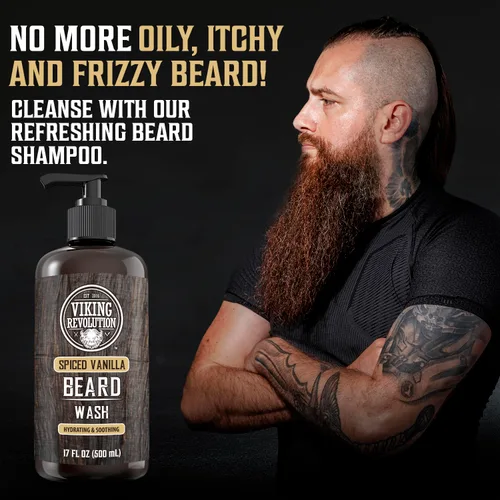 Miniatura 7 de Viking Revolution Champú y acondicionador de barba para hombres con aceite de argán y aceite de jojoba, suavizante y fortalecedor para el cuidado