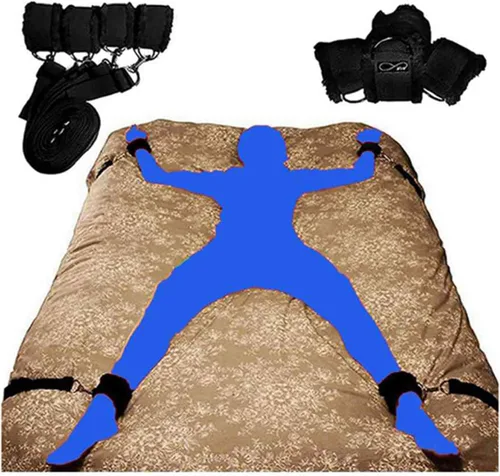 Correas de cama Bonage para mujer, correas sexuales para amarrar la cama King para tobillos y muñecas, correas de cama tamaño Queen, esposas de