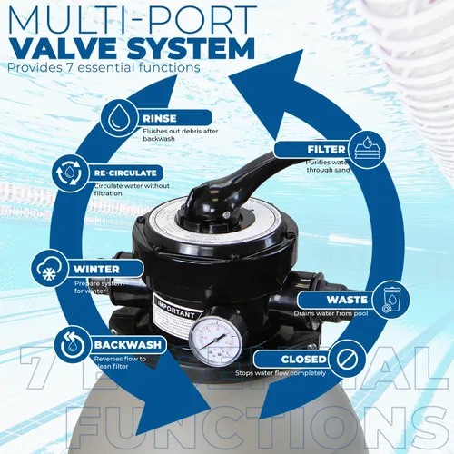 Miniatura 2 de XtremepowerUS Bomba de filtro de arena de 13 pulgadas para piscina sobre el suelo, filtros de arena para piscina con función digital/temporizador