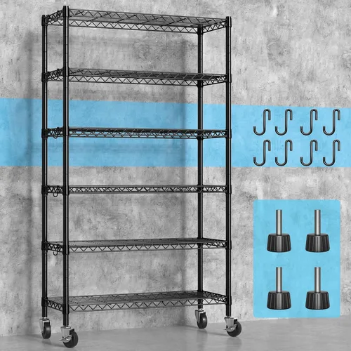 Hodonas Estantería de alambre de 2300 libras, 36 pulgadas de ancho x 14 pulgadas de profundidad x 75 pulgadas de alto, estantes de metal con