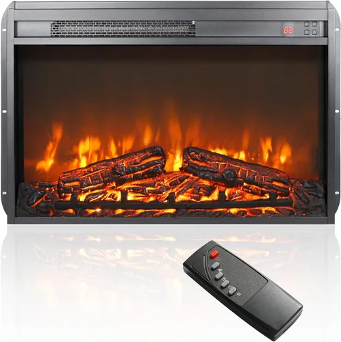 Miniatura 15 de Inserto de chimenea eléctrica de 18 pulgadas, calentador ultrafino con juego de troncos y llama realista, protección contra sobrecalentamiento