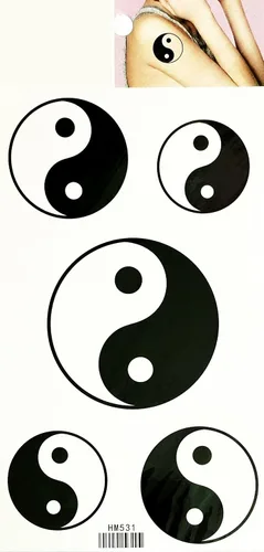Yin Yang Tatuajes Temporales Impermeable Tatuaje Falso Para Hombres Mujeres Diseño Decoraciones Cuerpo Cuello Pecho Hombro Piernas Brazo Atrás