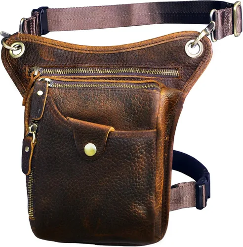 Le'aokuu Women Men's Genuine Leather Sporting Riding Hip Bum Fanny Waist Pack Drop Thigh Leg Cross Over Bag Pouches