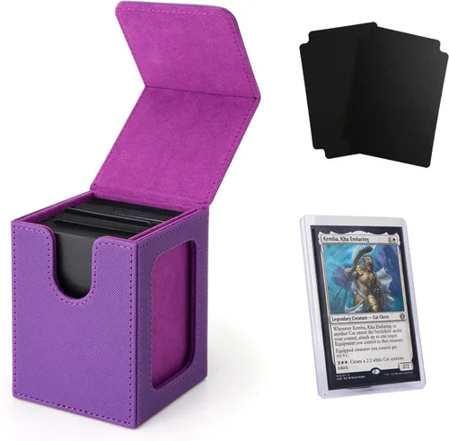 Miniatura 20 de Venssu MTG Caja de cubierta para pantalla Commander, caja de cartas para 100 tarjetas de doble funda, almacenamiento de tarjetas TCG con 2 divisores