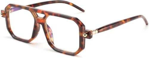 FEISEDY Gafas de lectura vintage cuadradas con bloqueo de luz azul, para mujeres y hombres, de los años 70, planos, estilo aviador, Gafas B0090