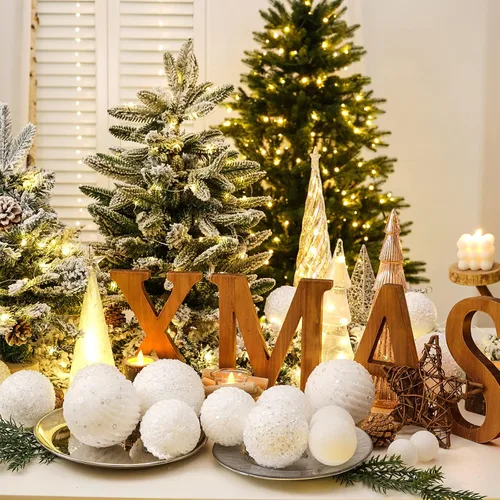 Miniatura 5 de Juego de 8 bolas de Navidad de 3.94 pulgadas, bolas de espuma de lentejuelas con purpurina, irrompibles, decoraciones de árbol de Navidad, juego