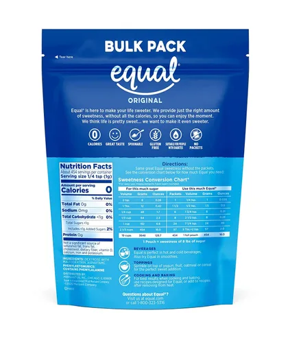 Miniatura 2 de EQUAL Edulcorante de 0 calorías, edulcorante granulado, sustituto del azúcar, alternativa de azúcar cero calorías, alternativa al azúcar, bolsa a