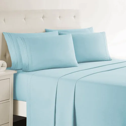 Miniatura 19 de Clara Clark - Juego de sábanas King con Flex Top, 6 piezas - Sábanas de lujo para cama King con cabeza dividida, juego de cama súper suave, King