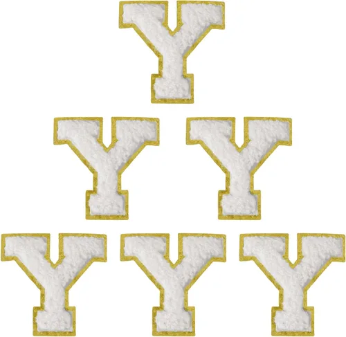 Miniatura 135 de 6 piezas de parches de letras de chenilla autoadhesivas, parches de letras preppy de 2 pulgadas para bolsos, ropa y sombreros, grandes pegatinas