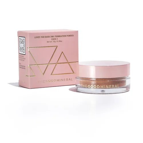 Miniatura 13 de The Good Mineral Loves-You-Back Base de maquillaje mineral en polvo 3 en 1 (BEIGE 3) Diseñada para pieles sensibles y propensas al acné Unifica