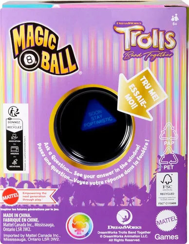 Miniatura 6 de Mattel Games Magic 8 Ball DreamWorks Trolls Band Together - Juego novedoso para adivinar, juguete brillante para familias y noches de juego
